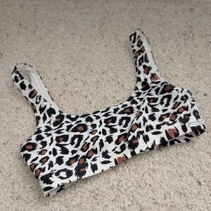 Ryderwear Leopard Print Swim Top - Black, White, Brown